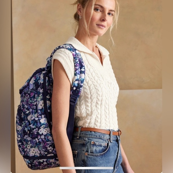 NWT Vera Bradley Featherweight Commuter Backpack ARTIST’S GARDEN PURPLE - Picture 5 of 15